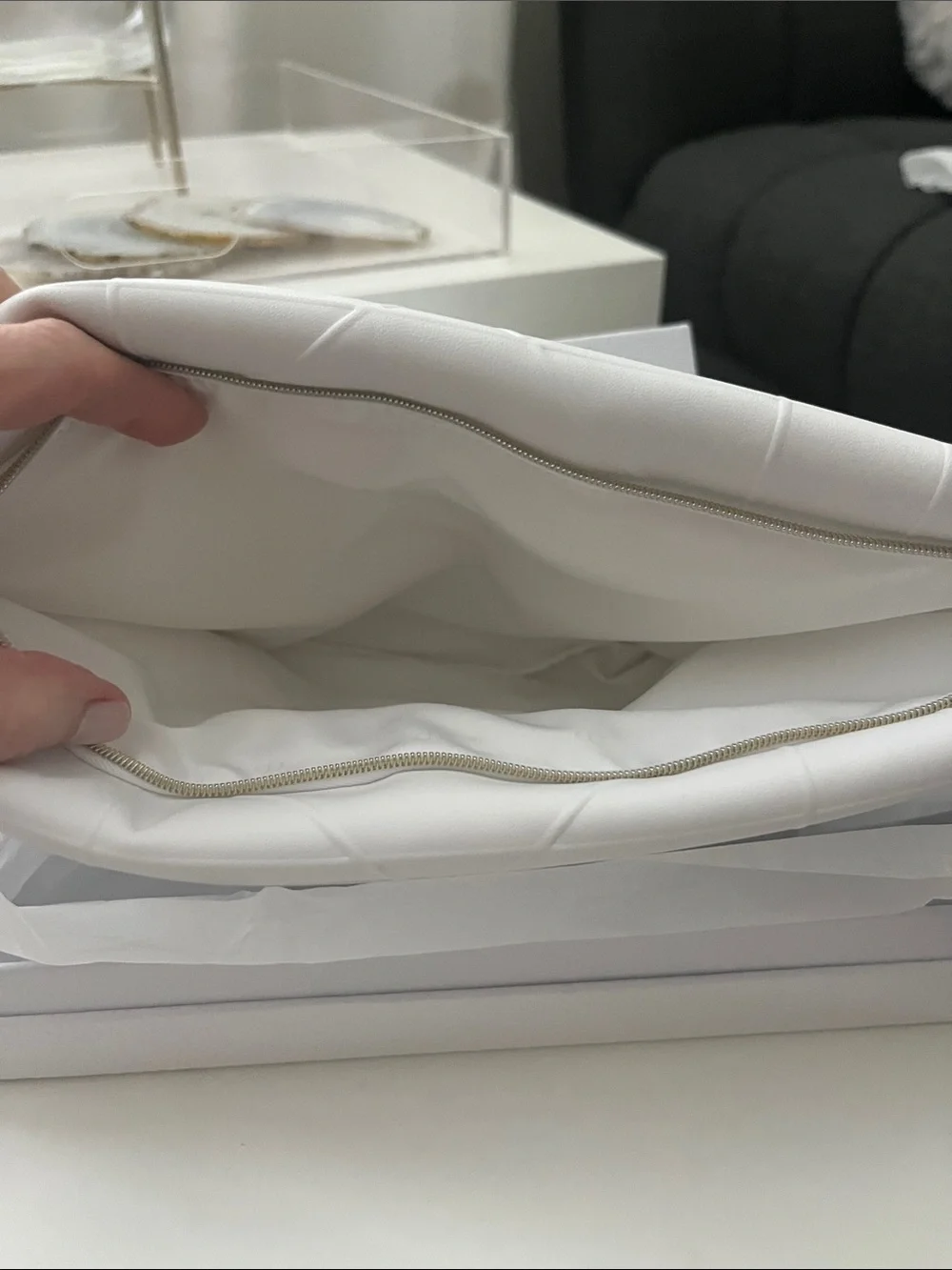 Dior White Quilted Embossed CD Clutch Pouch